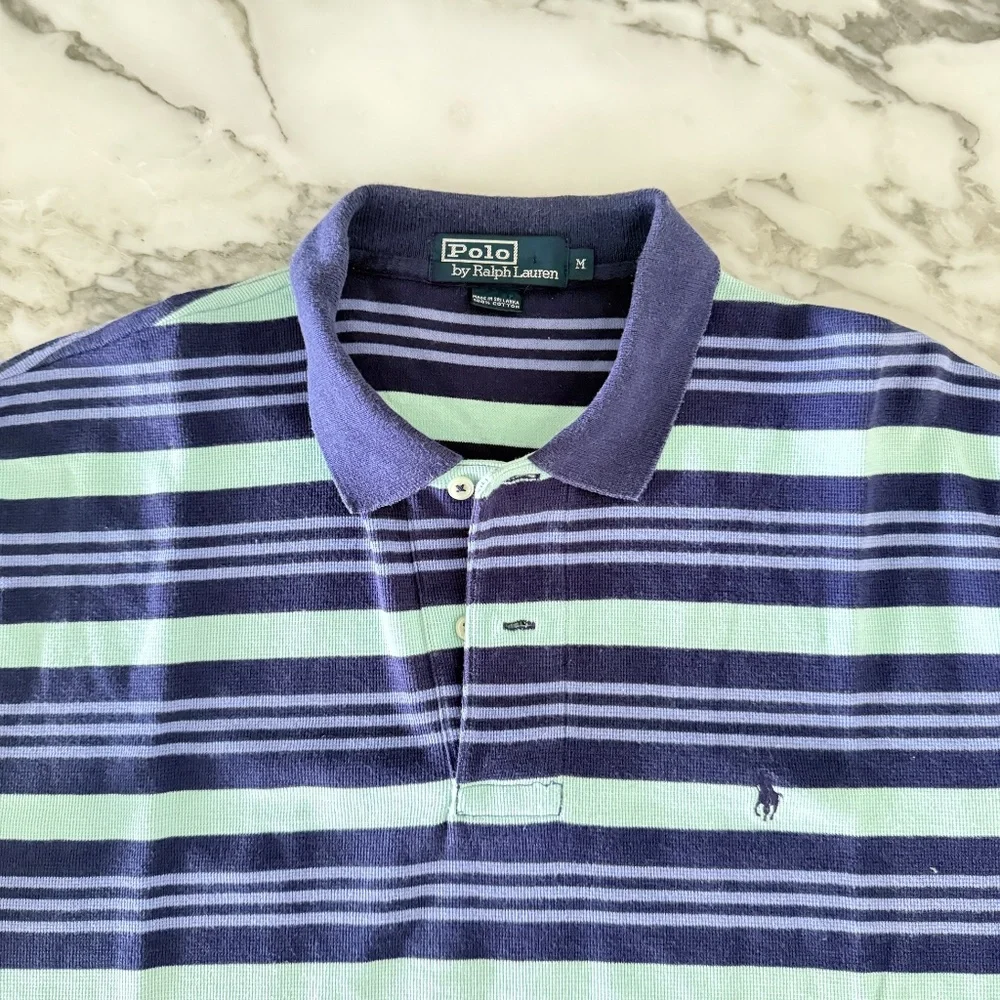 Polo Ralph Lauren Cotton Men's Pullover Striped Polo Short sleeve shirt, Medium
